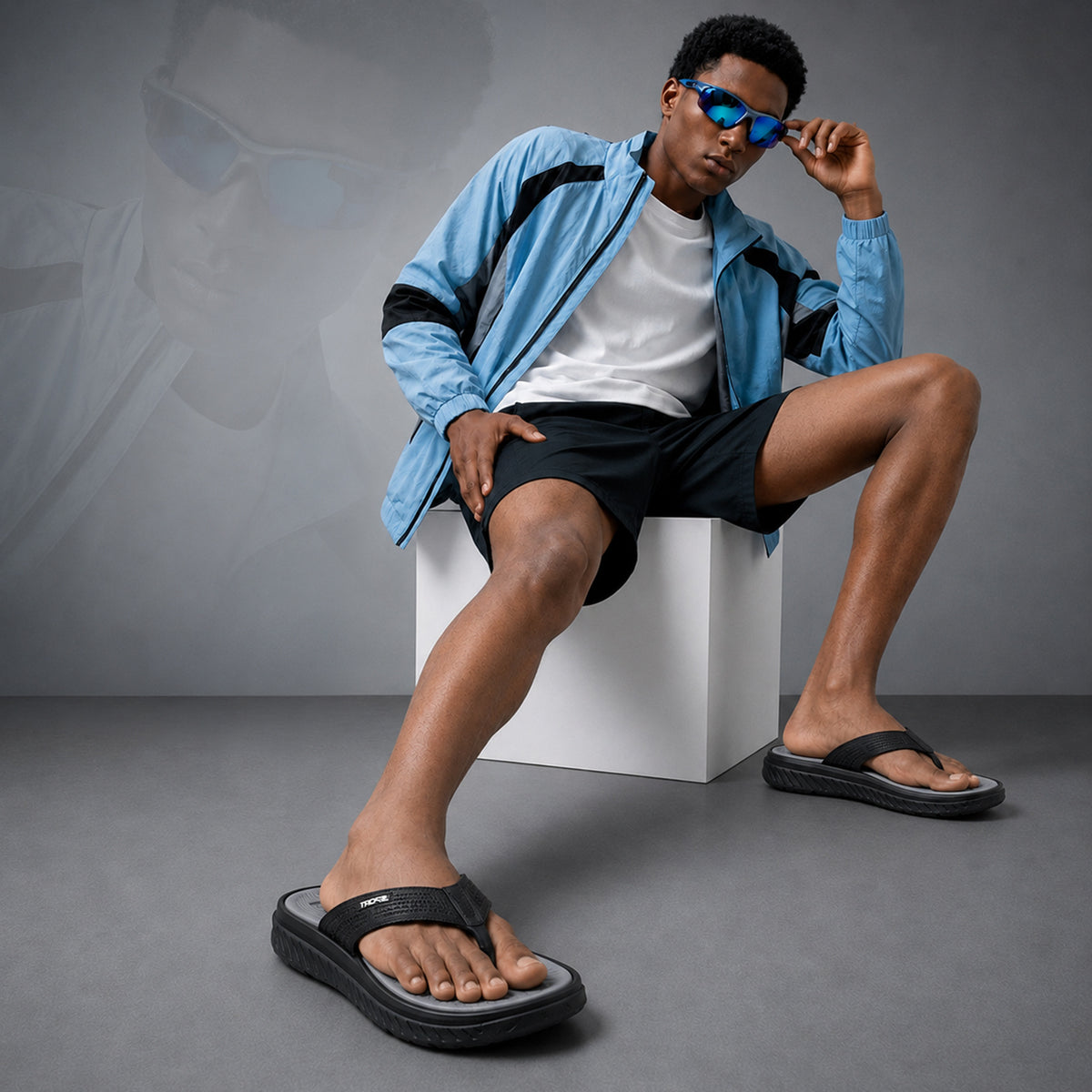 Men Summer Casual Flip-Flops, Beach Walking Thong Cushion Thong Sandals with Comfortable Arch Support Yoga Mat Beach Shoes, Durable Thick-Soled, Non-Slip, Soft-Soled Outdoor Sandals for Men, Black