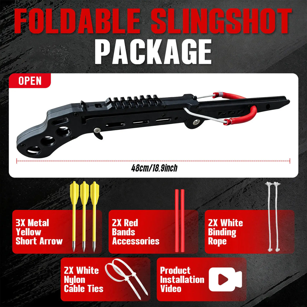 Portable Slingshot, Multifunctional Archery Adults Slingshot Set, High-Precision,Featuring Both Archery and Pellet Modes, Compact Folding Slingshot, Easy Storage Lightweight Archery Equipment for Adults Outdoor, Target Practice(Complete Package)