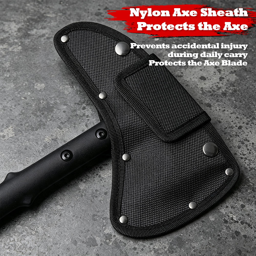 Outdoor Axe, Multifunctional Battle Axe, Camping Hand Axe, All-in-One Combat Axe, Durable and Sturdy Sharpened Blade, Wilderness Firewood-Splitting Survival Axe, 15 inch Tactical Axe with Mountain Lock and Bottle Opener with Sheath Hammer Tomahawk
