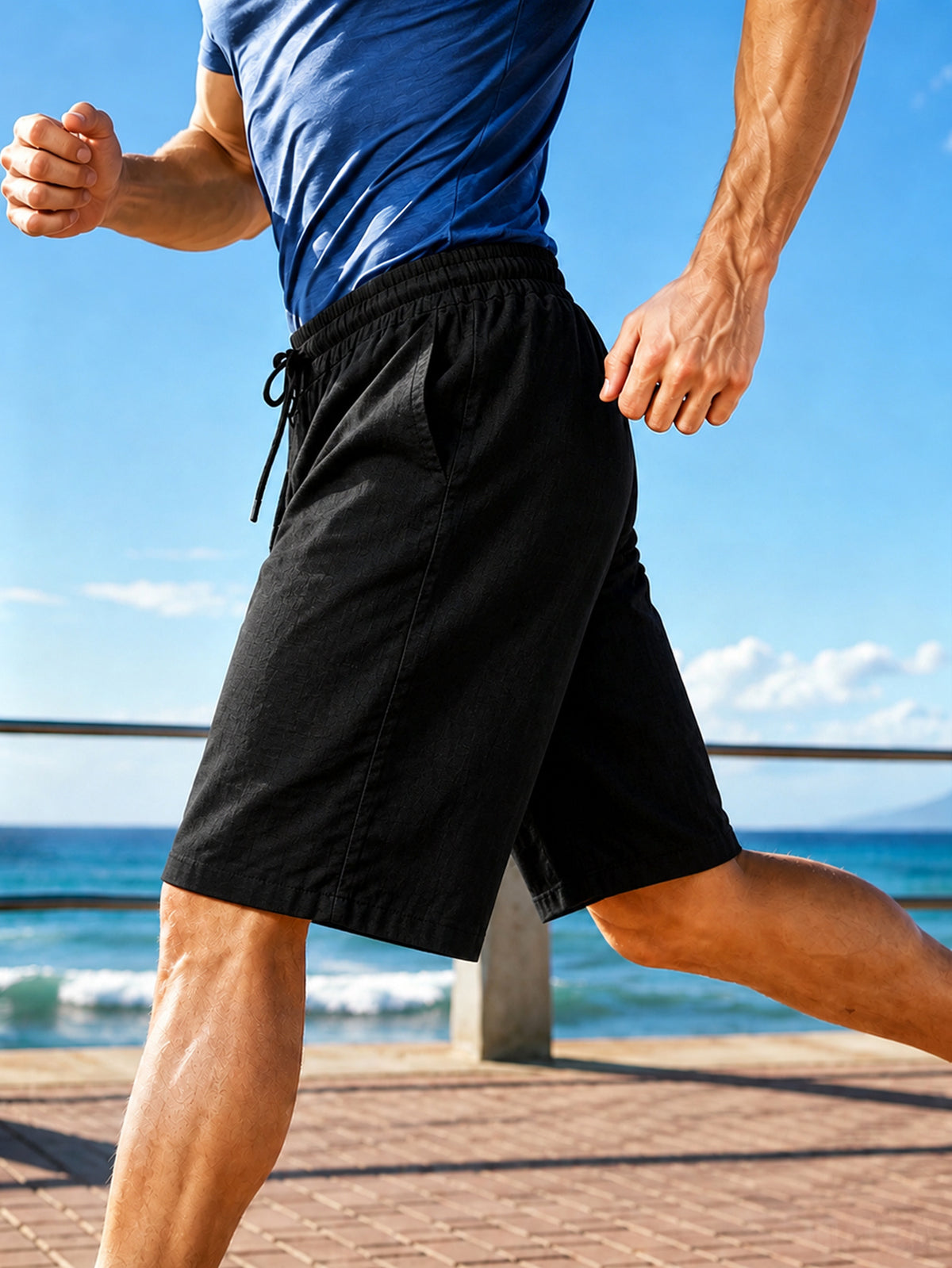 Men's Black Athletic Shorts with Pockets and Drawstring Waist,Made From Linen Blend Fabric, Lightweight Fitness Shorts, These Quick-Dry,Breathable and Comfortable for Running, Outings, Workouts and Casual Daily Wear. Men's Drawstring Waist Shorts
