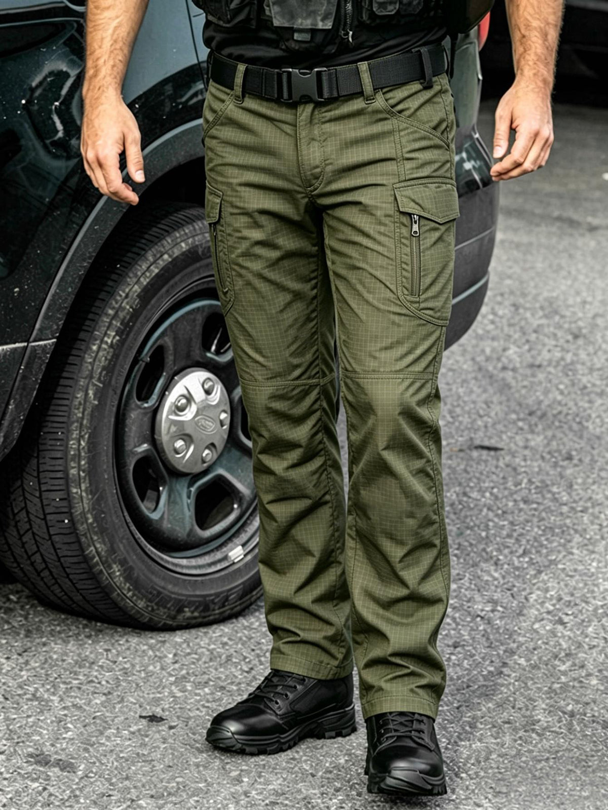 Men's Work Cargo Pants, Army Green, Stretch Tear-resistant Lightweight Commuter Pants/ Training Pants/Hiking Pants, Water-Resistant Multi-Pocket Utility Work Pants and Outdoor Casual Pants, for Outdoor Camping & Hiking, Durable