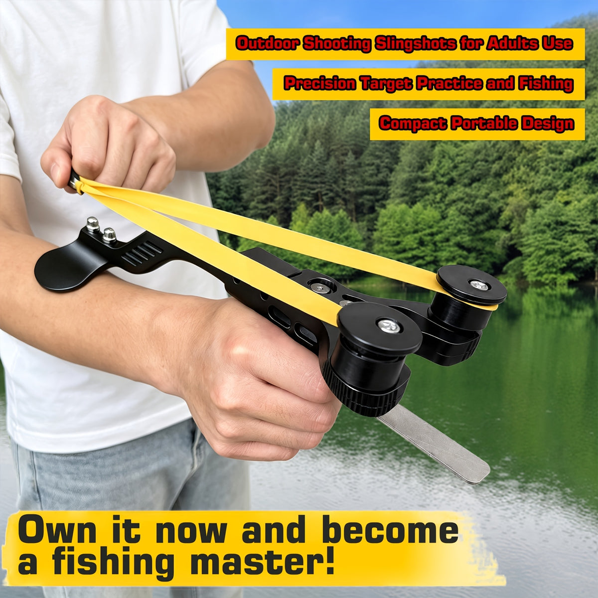 Recurve Bows Slingshot for Adults, Outdoor Precision Shooting Slingshot, Automatic Outdoor Slingshot,Crossbow with 8mm Ball Magazine, Professional Wrist Slingshot Kit for Adults Competition, Lightweight Portable Slingshot for Fishing Shot