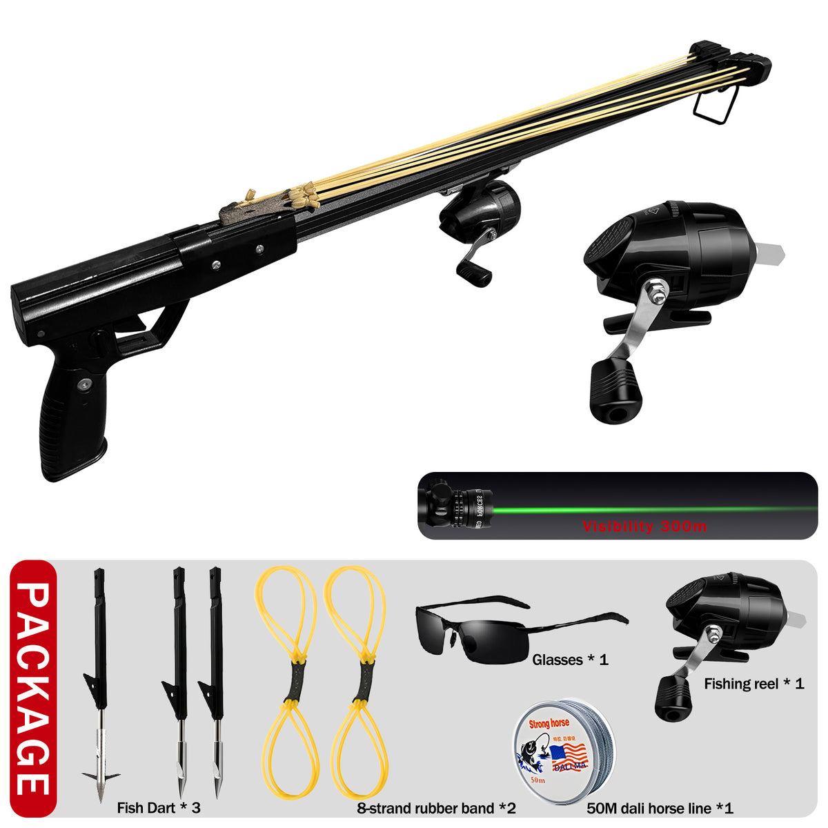 Upgraded Long Distance Fishing Slingshot for Adults with Reel, Portable Aluminum Alloy Fishing Launcher, Ergonomic Grip and Precision Smooth Line Control and Equipped with Darts, Outdoor Fishing Gear for Freshwater and Saltwater Use Adventures
