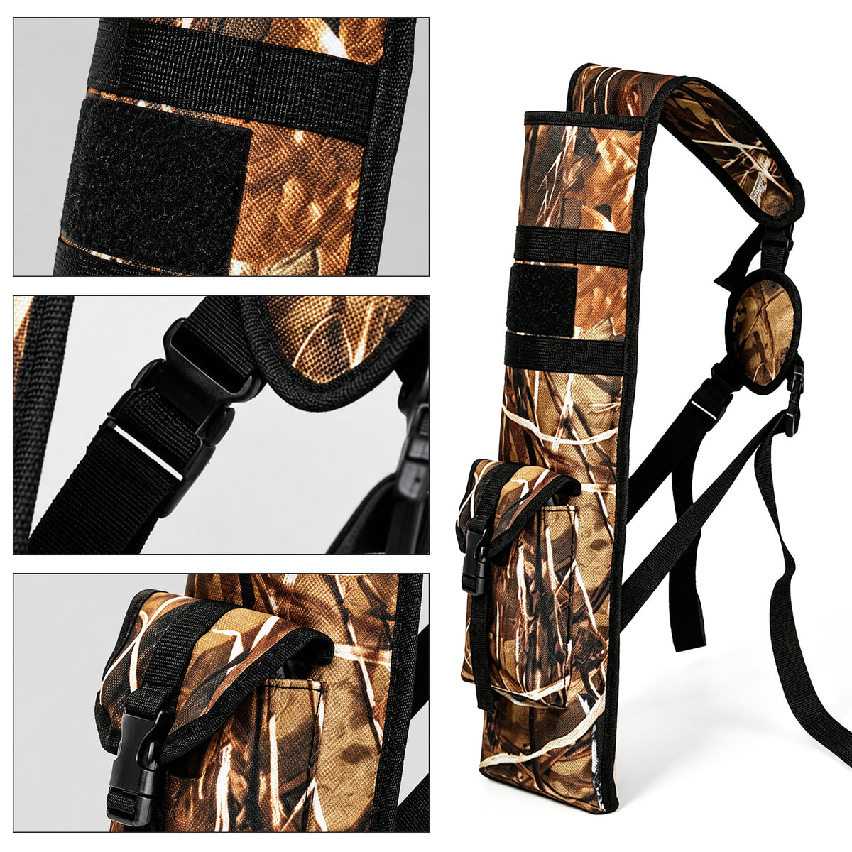 Practice Arrow Archery Bag,Competitive Camouflage Quiver Back, Single Shoulder Strap, Outdoor Multifunctional Tactical Arrows Bag, Versatile Arrow Quiver, Can Holds 18-24 Arrows, Holder Side Hip Arrows Bag for Compound Recurve Bow Practice Target
