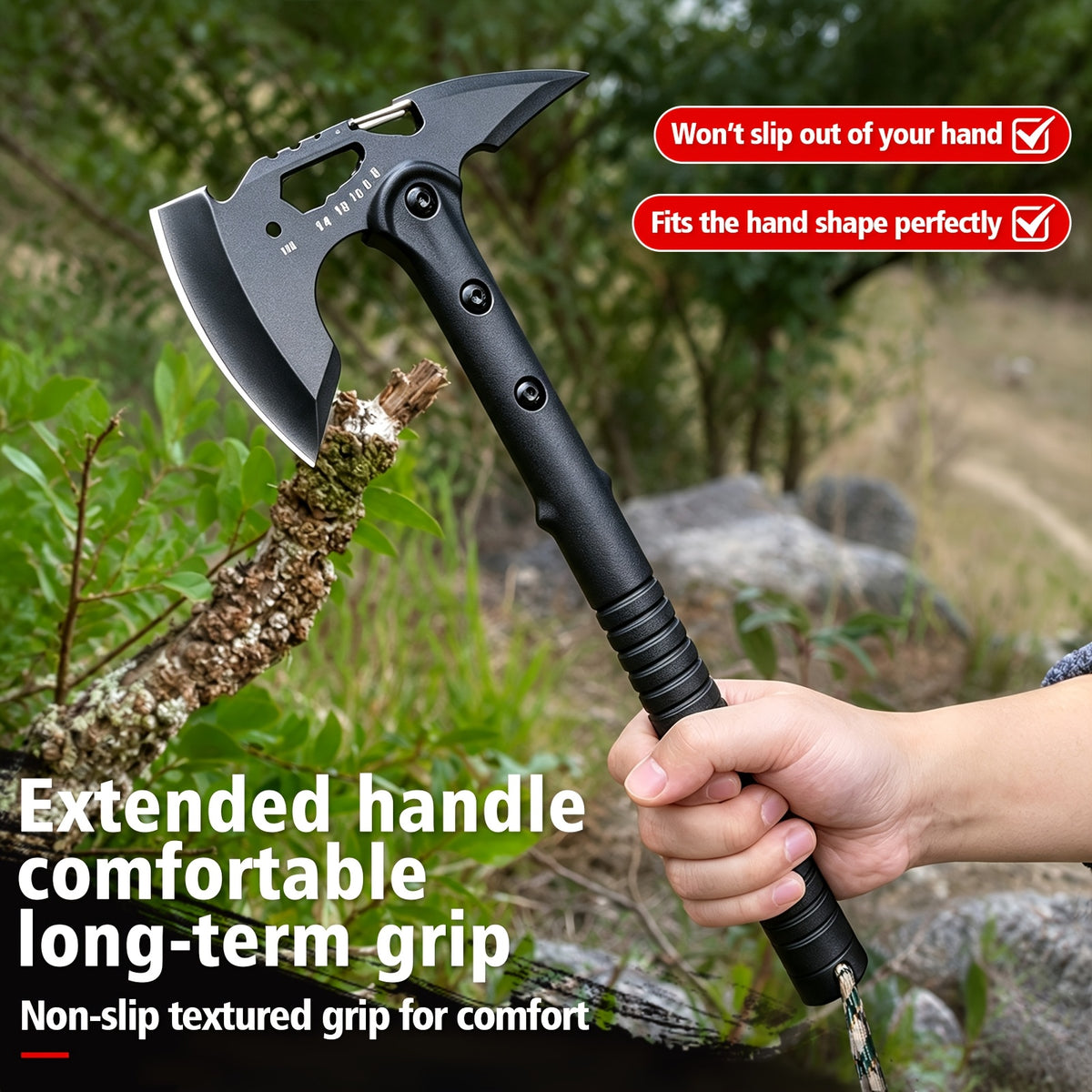 Portable Hand Axe 2 Pack Set, Sharp Stainless Steel Head Tomahawk with Sheath, Assault Axe, Hatchet with Hammer, Hex Wrench and Bottle Opener, Multi-functional Camping Hatchet with Handle for Camping, Emergency, Hiking, Jungle and Outdoor