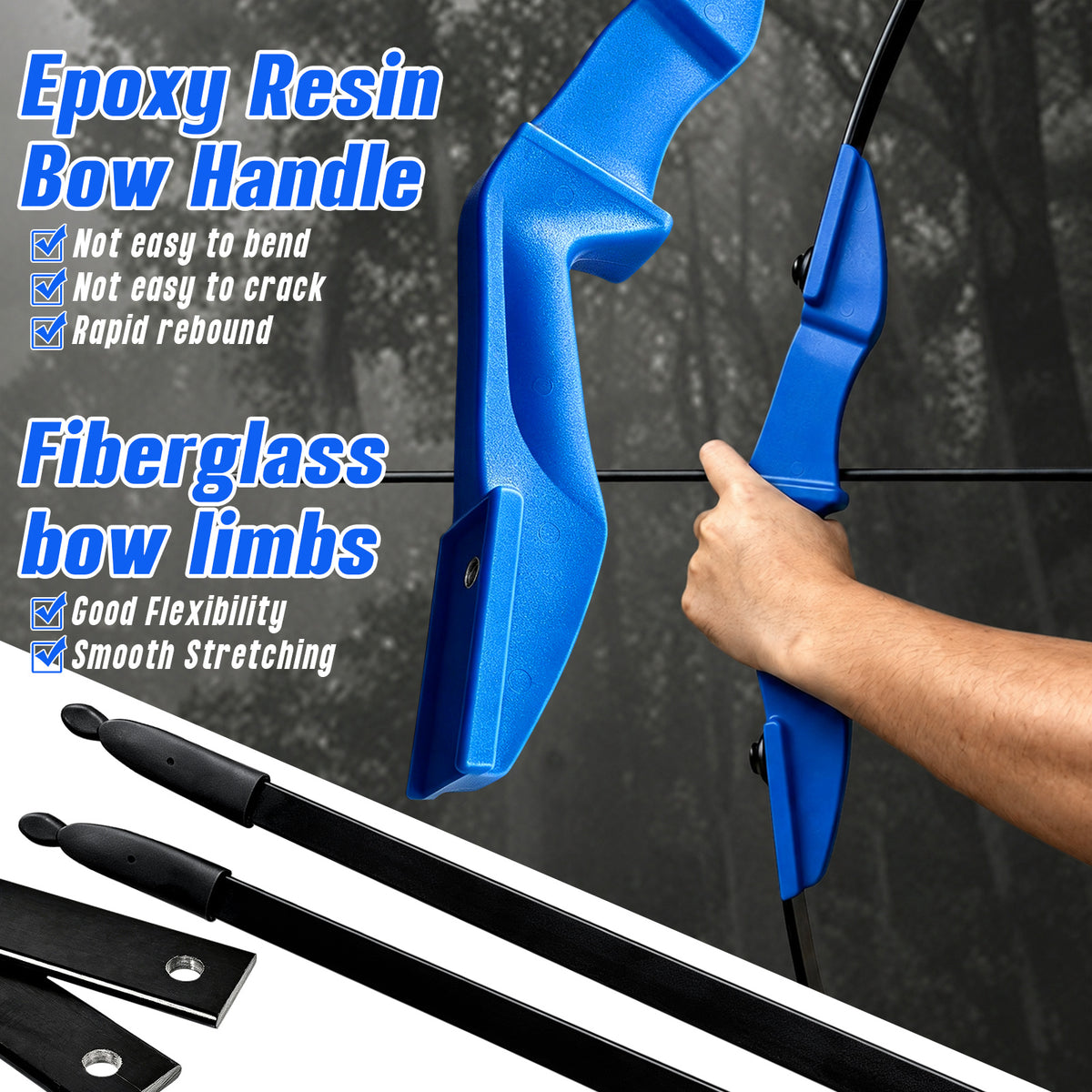 Archery Takedown Recurve Bow 53 inch for Adults,Beginners,Teenagers and Men-Right & Left Handed, Archery Set for Outdoor Target Training Practice,Beginner Recurve Bow, High Accuracy, Stability Performance (20/30/40lbs) Blue, Stylish