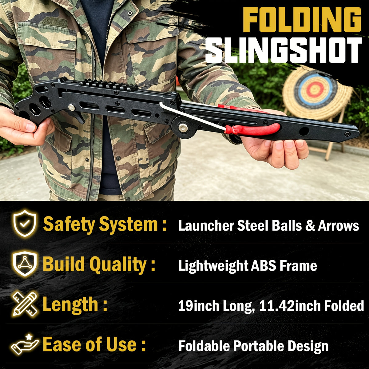 New Compound Bow, Folding High-Precision Slingshot, Portable Slingshot for Adults, Includes projectiles and arrows, Ideal for Outdoor Activities Backyard Use and Camping Target Practice Shooting