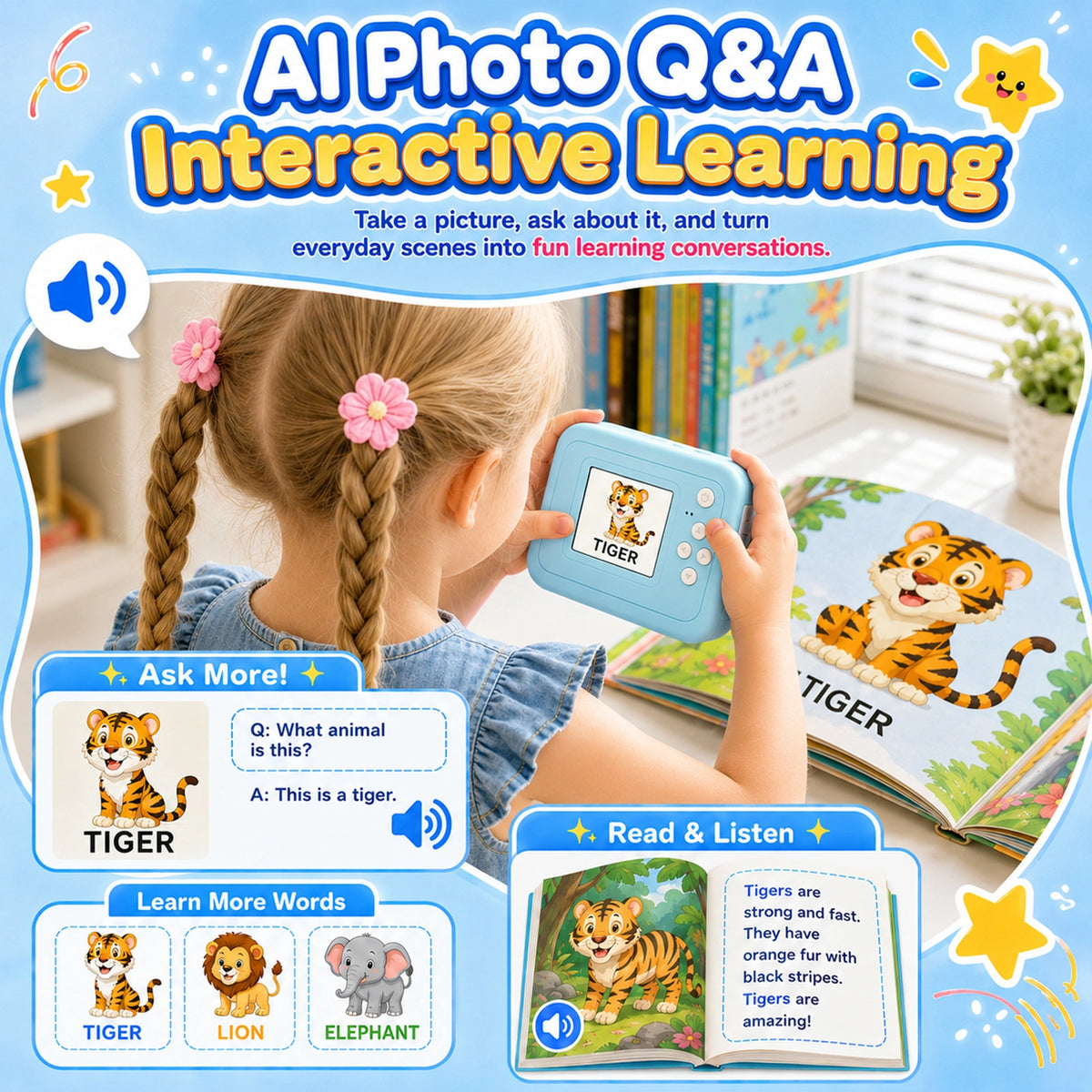 Kids Camera Instant Print for Boys Girls, 2.0-Inch Screen, 1080P HD Photography, MP3 & Game, 20 Creative Frames, 3 Rolls of Printer Paper, USB Charger, Perfect for Christmas And Halloween Birthday Gift, Perfect for Kid, Gifts Girls Boys 6 Years Old