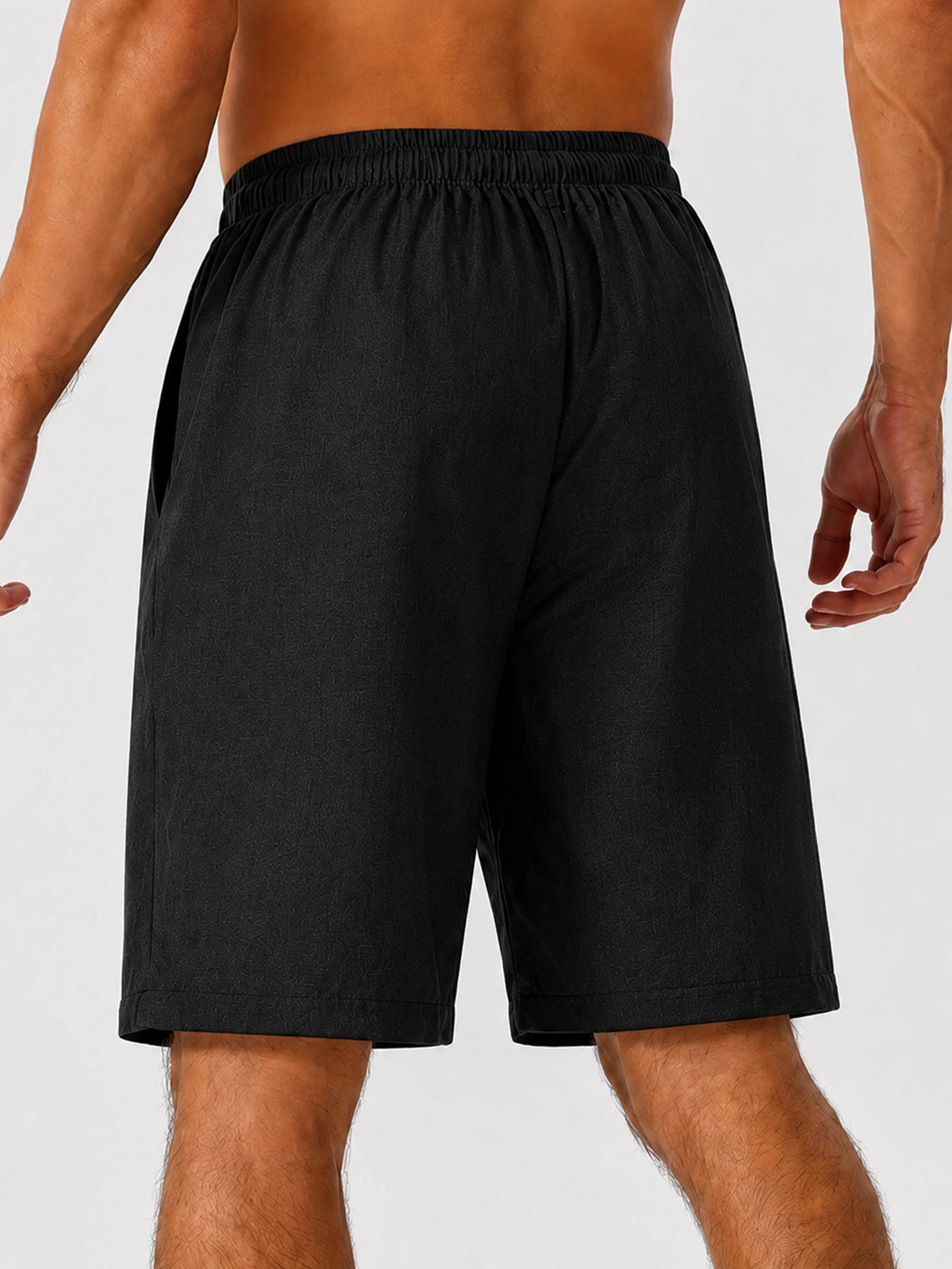 Men's Black Athletic Shorts with Pockets and Drawstring Waist,Made From Linen Blend Fabric, Lightweight Fitness Shorts, These Quick-Dry,Breathable and Comfortable for Running, Outings, Workouts and Casual Daily Wear. Men's Drawstring Waist Shorts