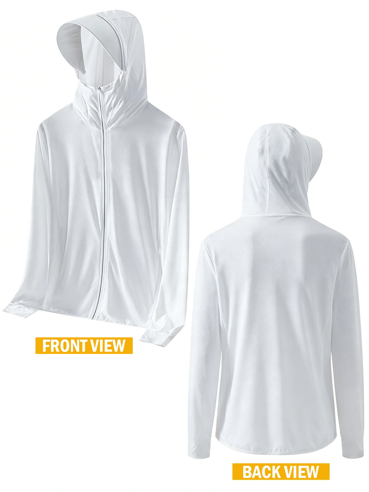 Men's UPF 50+ Cooling Ice Silk Shirt Outdoor Lightweight Full Zip Hoodie Jacket, Cooling Top Long Sleeve Moisture Wicking Hoodie, Lightweight and Breathable, Outdoor Fishing Hiking Performance Shirt Tops for Summer