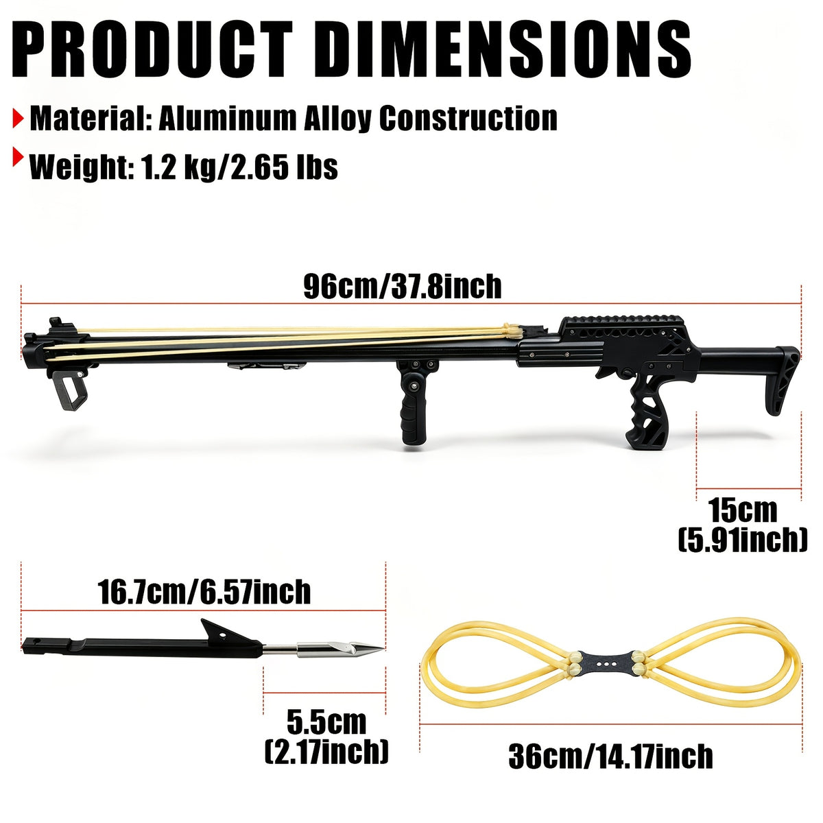 Upgraded Model Outdoor Fishing Slingshot, Heavy Duty Fish Rod Slingshot Gear, Max Performance Metal Slingshot, Safety Lock Trigger Automatic Slingshot, Essential for Outdoors Lakes,Rivers Fishing and Forest Shooting,Adult Slingshot with Rubber Bands