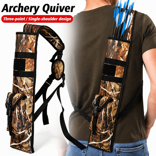 Practice Arrow Archery Bag,Competitive Camouflage Quiver Back, Single Shoulder Strap, Outdoor Multifunctional Tactical Arrows Bag, Versatile Arrow Quiver, Can Holds 18-24 Arrows, Holder Side Hip Arrows Bag for Compound Recurve Bow Practice Target