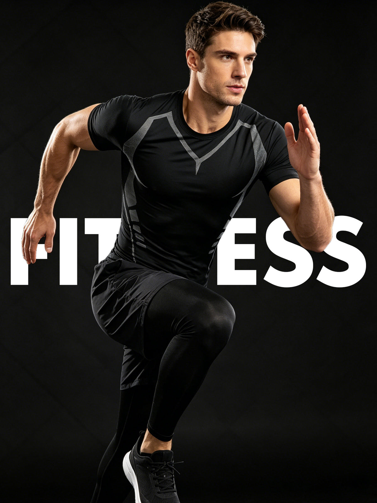 3 Pieces Men's Sports Set, Running Training Fitness,Quick Dry Workout Set with Athletic Fit Short Sleeve Performance Elastic Shirt and Elastic Waistband Long/Shorts, Lightweight Breathable Sportswear for Gym Basketball and Everyday Wear,Summer