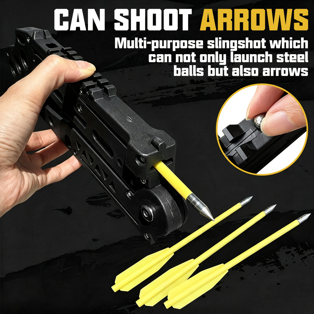 New Compound Bow, Folding High-Precision Slingshot, Portable Slingshot for Adults, Includes projectiles and arrows, Ideal for Outdoor Activities Backyard Use and Camping Target Practice Shooting