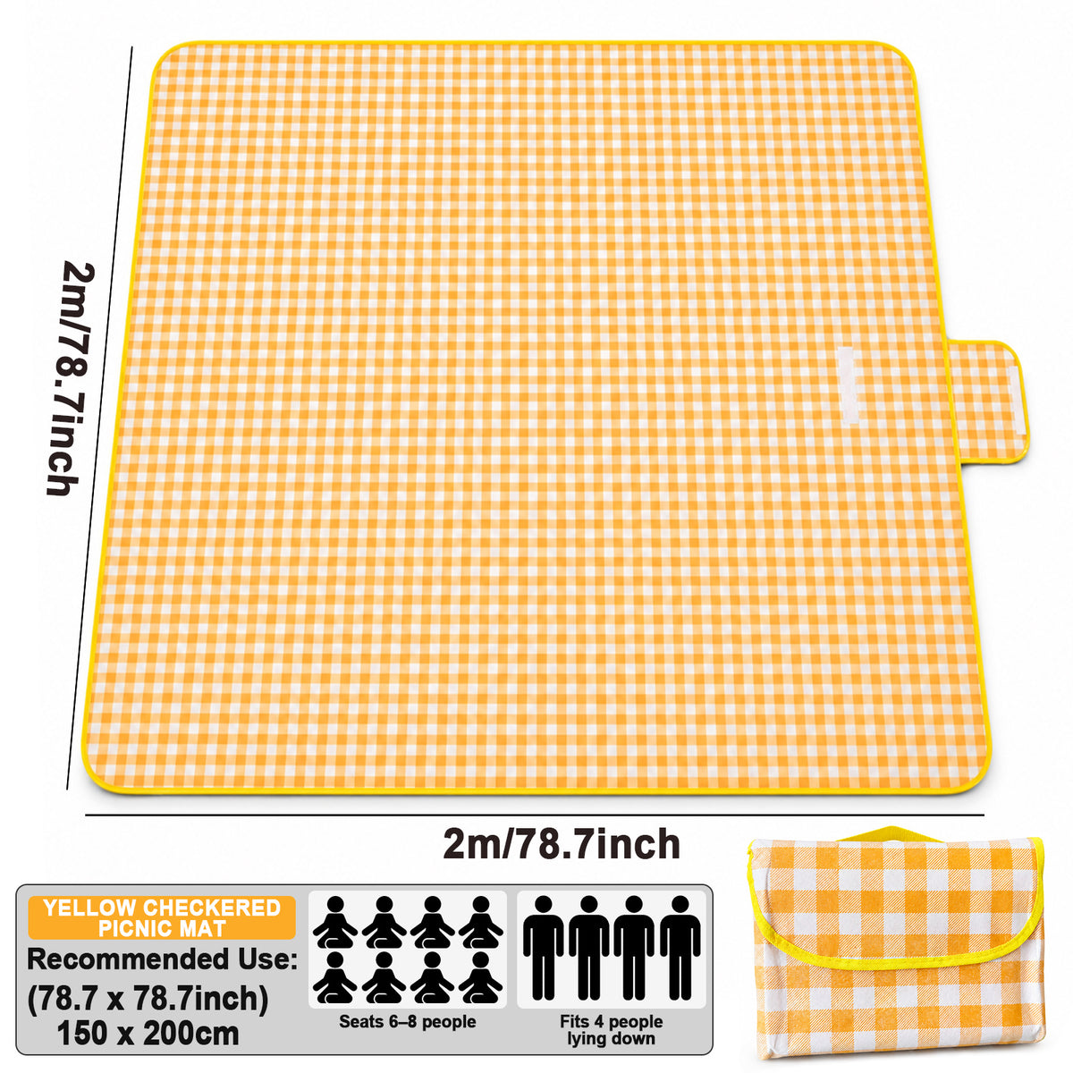 Large Checkered Picnic Blanket — 200 × 200 cm — product image 30