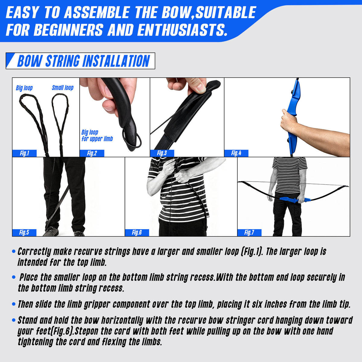 Archery Takedown Recurve Bow 53 inch for Adults,Beginners,Teenagers and Men-Right & Left Handed, Archery Set for Outdoor Target Training Practice,Beginner Recurve Bow, High Accuracy, Stability Performance (20/30/40lbs) Blue, Stylish