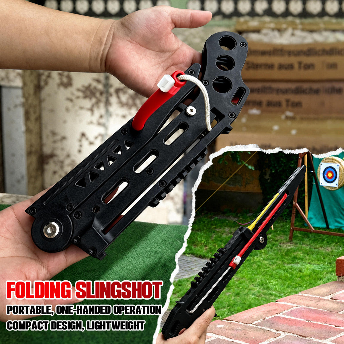 Portable Slingshot, Multifunctional Archery Adults Slingshot Set, High-Precision,Featuring Both Archery and Pellet Modes, Compact Folding Slingshot, Easy Storage Lightweight Archery Equipment for Adults Outdoor, Target Practice(Complete Package)