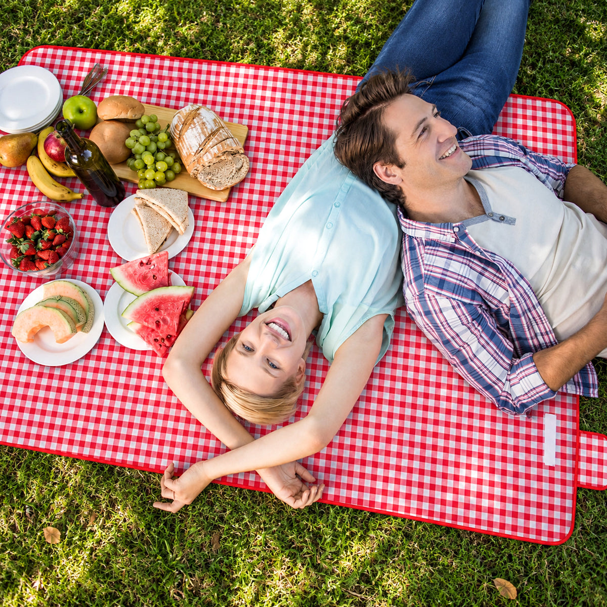 New Upgraded Picnic Blanket Outdoor Extra Large Picnic Mat 39.37"X59" Camping Blanket Beach Blanket, Thickened Checkered Non-Woven Fabric, Ultralight 1.25 lb with Handle Picnic Mat, for Outdoor Camping Hiking Travel Grass Park Music (100X150CM)