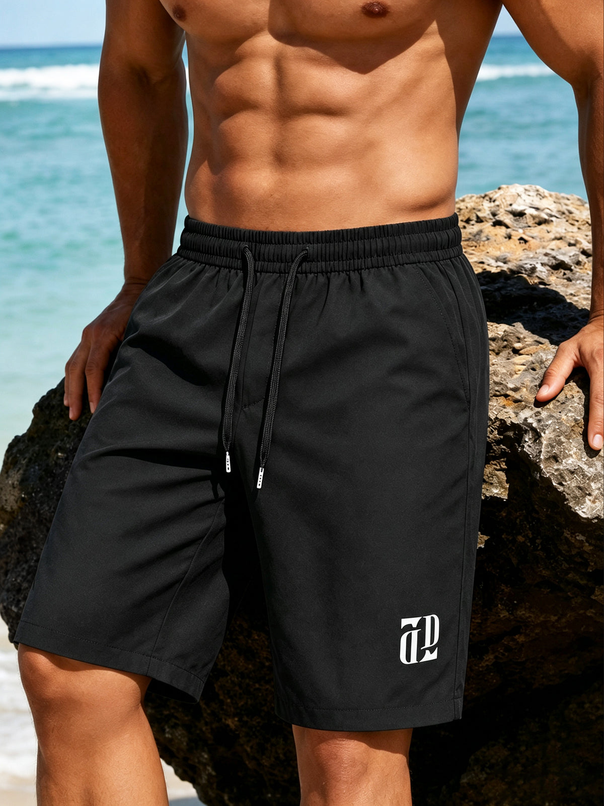 Men's Athletic Shorts for Running & Training,Mens Lightweight Fitness Shorts, DrawstringWaist and 3 Pockets, Perfect for Training, Running, Fitness, Outdoor Sports, Drawstring WaistShorts, Casual Versatile 5 Inch Shorts,Black