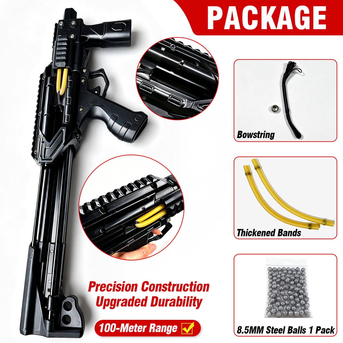Upgraded Heavy Duty Continuous Shooting Slingshot, New Thor Multi-Shot Compound Bow for Adults, Aluminum Alloy Frame, Automatic Trigger Slingshot, Beads Shooting, Precision Adult Bow, In Car Essential, For Jungle Outdoor Gear, Black Metal Archery Kit