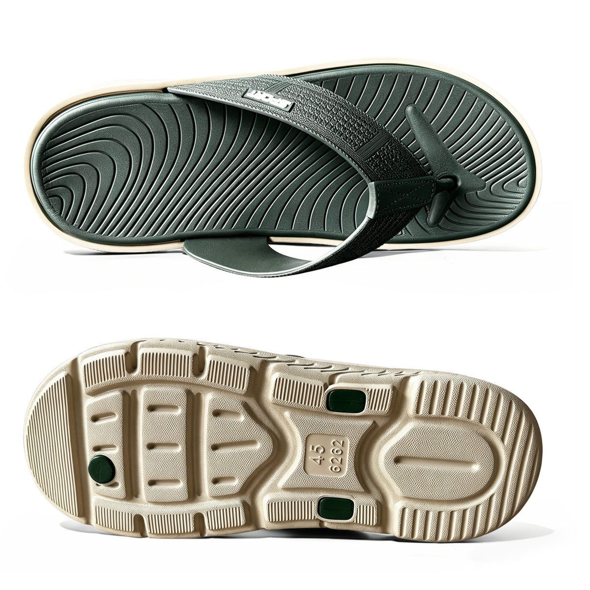 Men's Casual Flip Flops Thong Sandals with Thick Cushioned Sole, Comfortable Arch Support, Lightweight Outdoor Beach Flip Flop for Beach, Pool, Travel & Daily Walking, Summer Casual Sport Slides with Flats Non-Slip Shoes Indoor Outdoor Wear（Green）