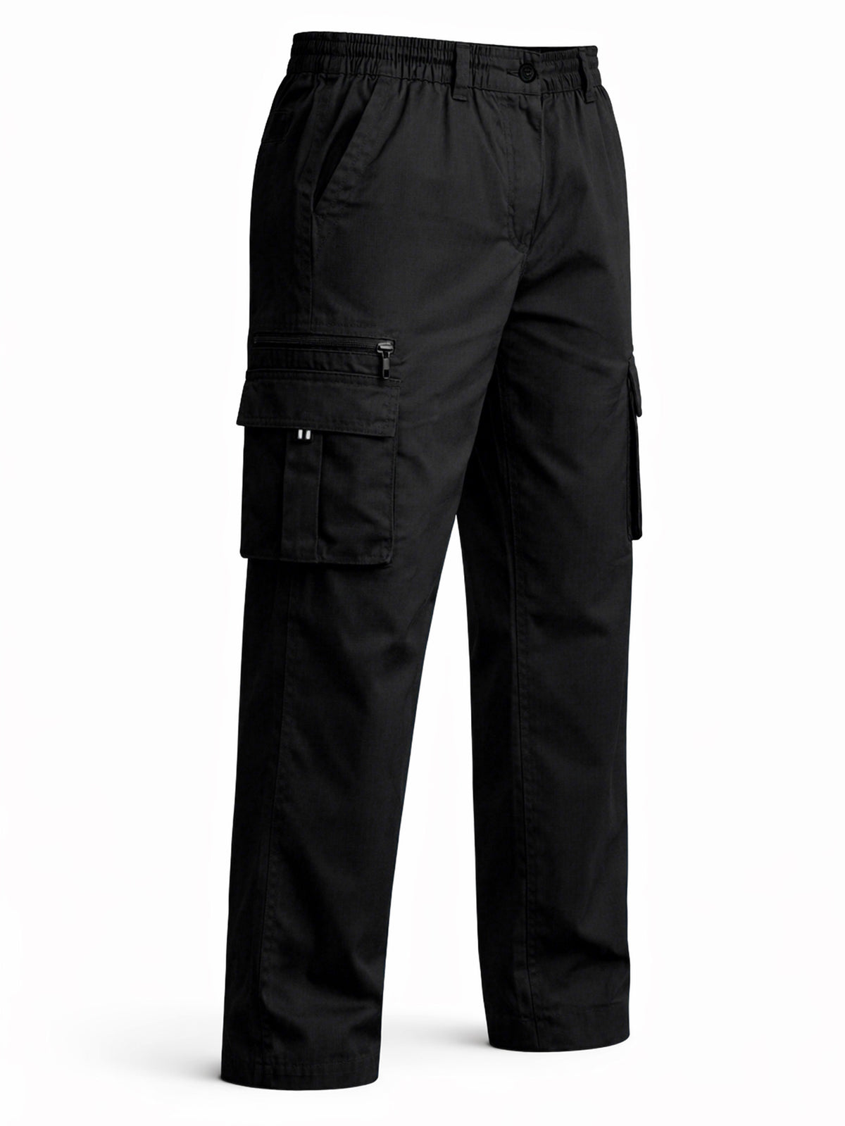 Men's Elastic Ripstop Tactical Pants Cargo Pants, Lightweight Motion Utility Casual Pants, Stretch Waistband, Straight Cut Loose Fit, Water Resistant Ripstop Outdoor Quick Dry Hiking Work Long Pants with Multi Pockets Commute Pants(No Belt, Black)