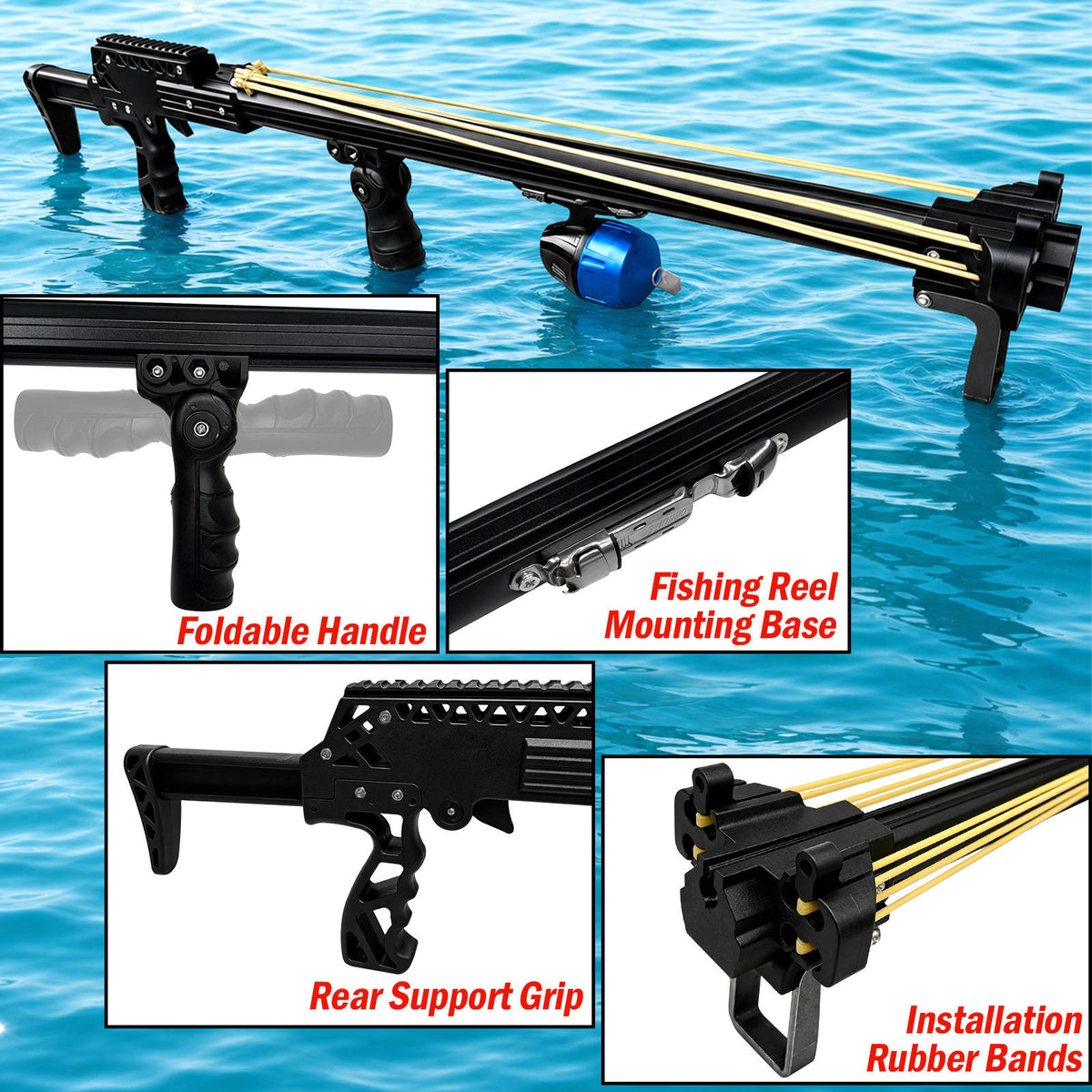 New Upgraded Outdoor Fishing Slingshot, Heavy Duty Fish Rod Slingshot Gear, Max Performance Metal Slingshot, Safety Lock Trigger Automatic Slingshot, Essential for Outdoors Lakes,Rivers Fishing and Forest Shooting,Adult Slingshot with Rubber Bands