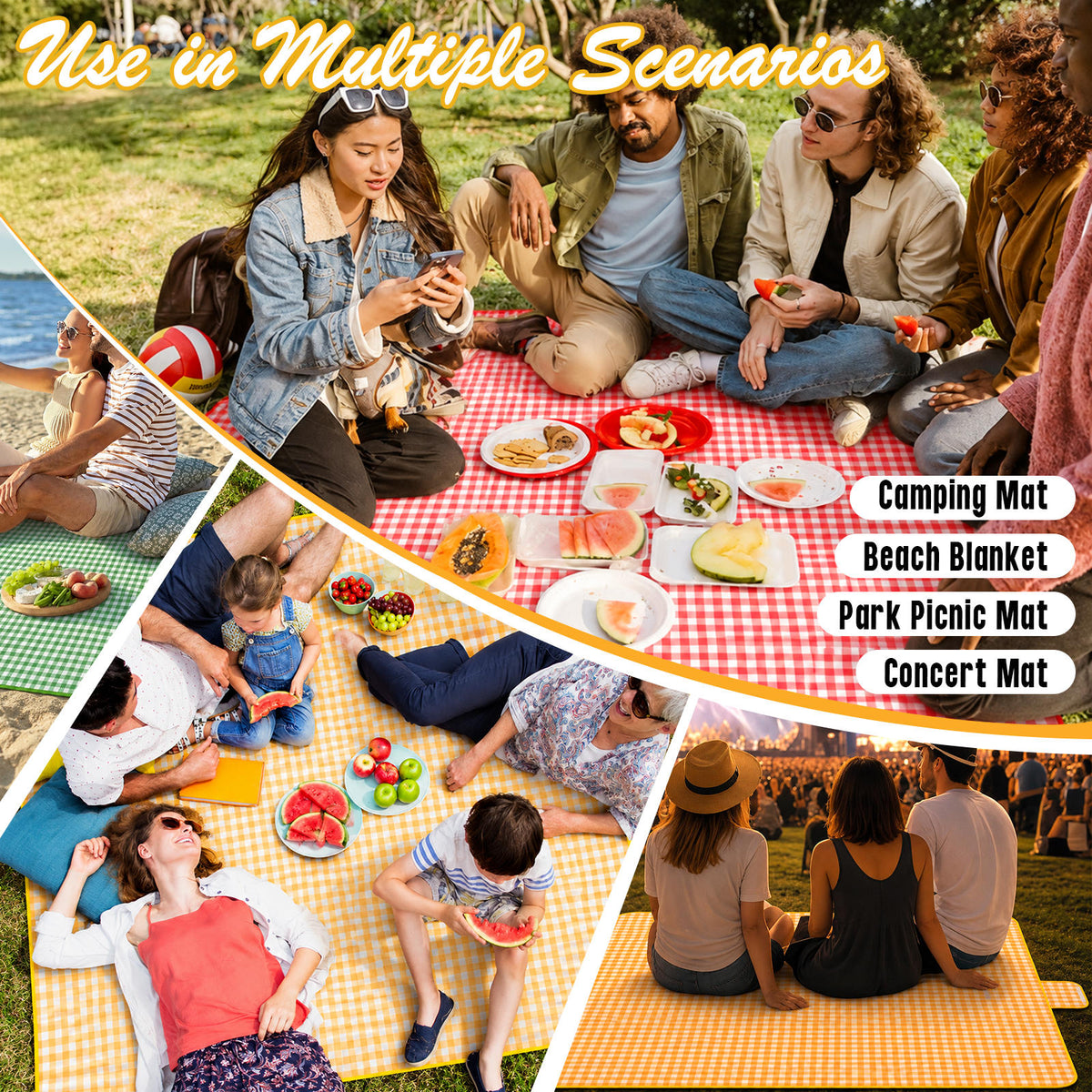 Large Checkered Picnic Blanket — 200 × 200 cm — product image 10