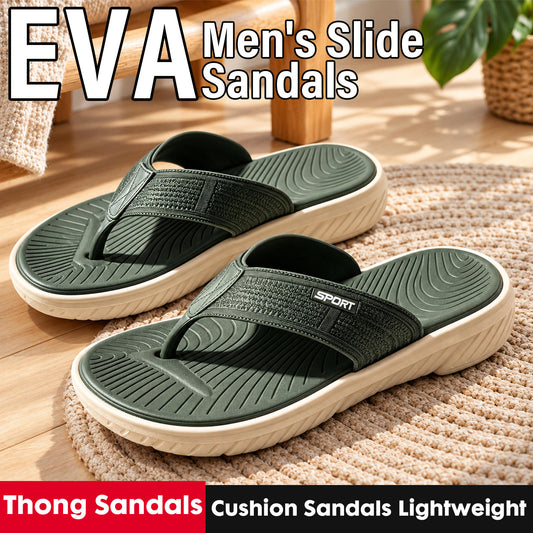 Men's Flip Flops, Slide Sandals for Men, Lightweight Thong Sandals with Thick EVA Sole, Soft Cushioned Footbed & Textured Outsole, Non-Slip Slippers, Men Summer Beach Sandals with Arch Support for Casual Walking, Indoor & Outdoor Wear, Green