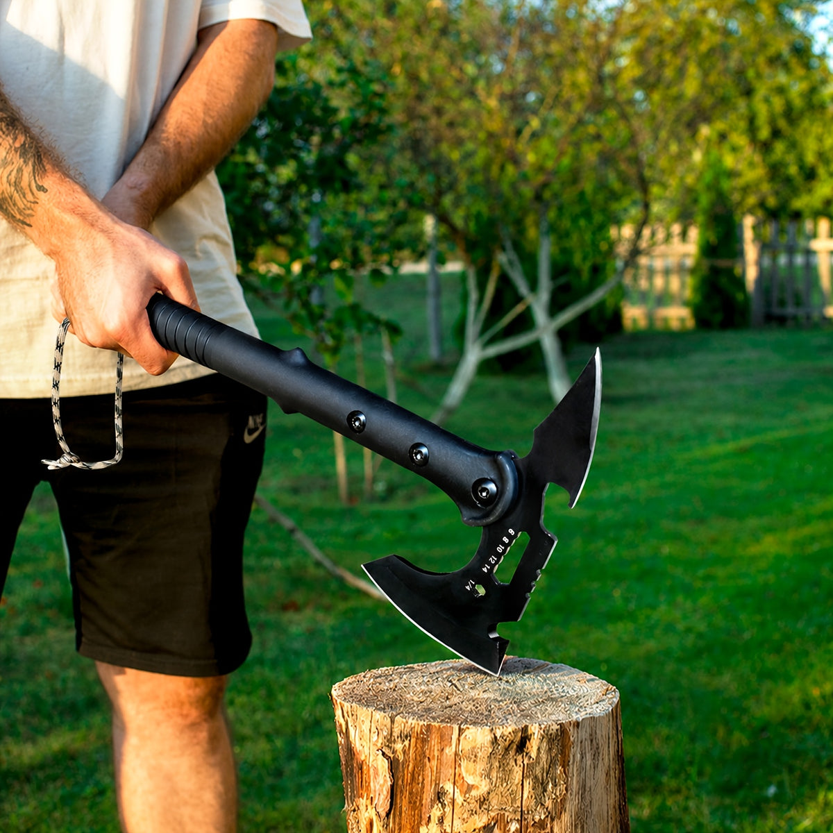 Portable Hand Axe 2 Pack Set, Sharp Stainless Steel Head Tomahawk with Sheath, Assault Axe, Hatchet with Hammer, Hex Wrench and Bottle Opener, Multi-functional Camping Hatchet with Handle for Camping, Emergency, Hiking, Jungle and Outdoor