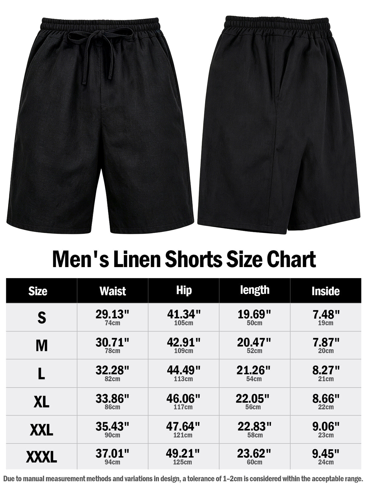 Men's Black Athletic Shorts with Pockets and Drawstring Waist,Made From Linen Blend Fabric, Lightweight Fitness Shorts, These Quick-Dry,Breathable and Comfortable for Running, Outings, Workouts and Casual Daily Wear. Men's Drawstring Waist Shorts
