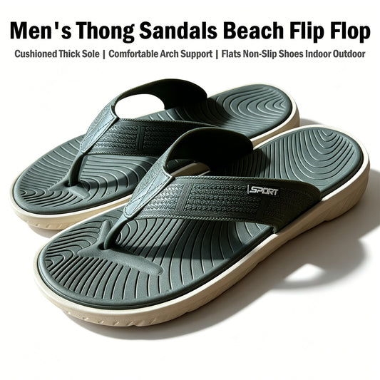 Men's Casual Flip Flops Thong Sandals with Thick Cushioned Sole, Comfortable Arch Support, Lightweight Outdoor Beach Flip Flop for Beach, Pool, Travel & Daily Walking, Summer Casual Sport Slides with Flats Non-Slip Shoes Indoor Outdoor Wear（Green）
