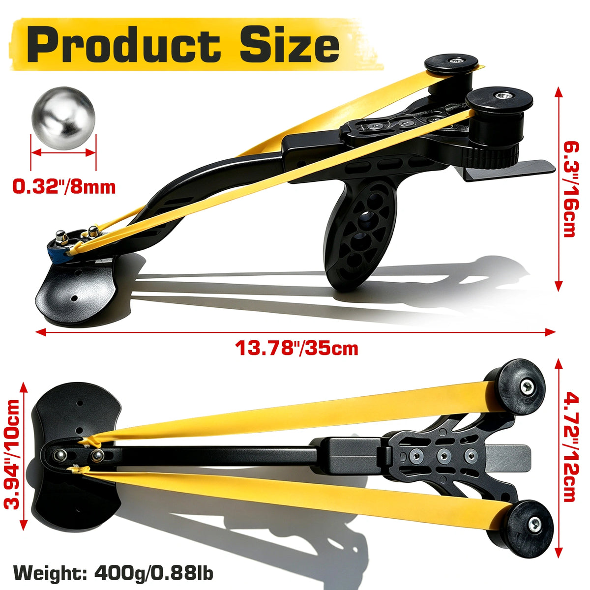 Portable Compound bow Adults Slingshot, Ultra Lightweight Fishing Slingshot with Arm Support Design, Adult Competition, Outdoor Shooting, Rapid-fire Steel Pellets Slingshot, 5pcs Replacement Bands, 50pcs Steel Balls, for Shooting, Fishing and Target