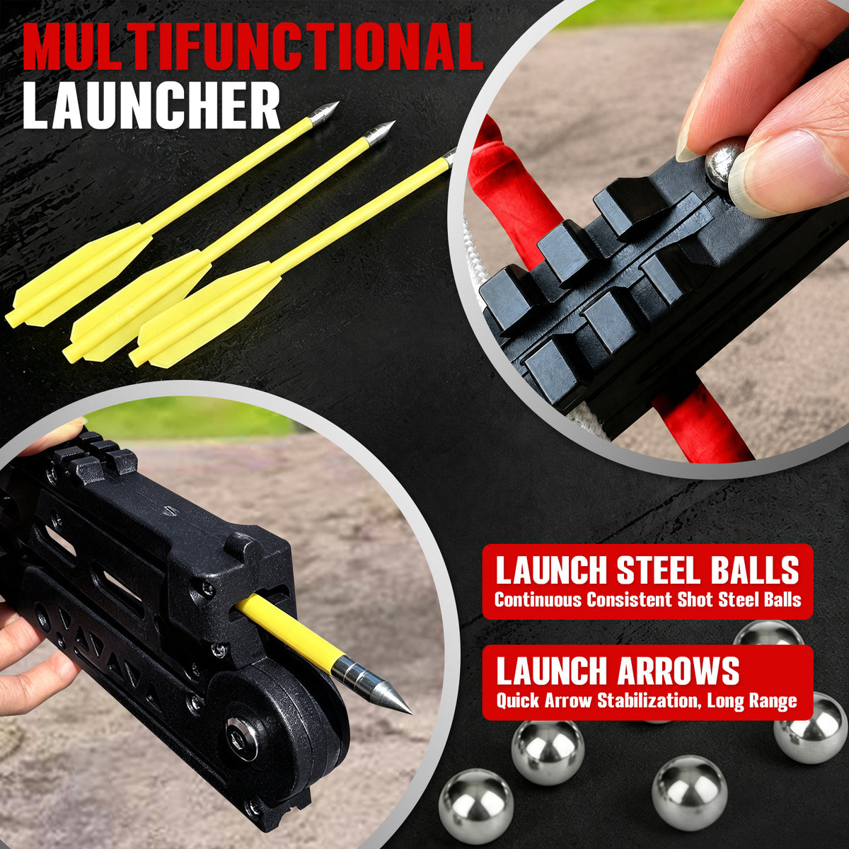 Portable Slingshot, Multifunctional Archery Adults Slingshot Set, High-Precision,Featuring Both Archery and Pellet Modes, Compact Folding Slingshot, Easy Storage Lightweight Archery Equipment for Adults Outdoor, Target Practice(Complete Package)