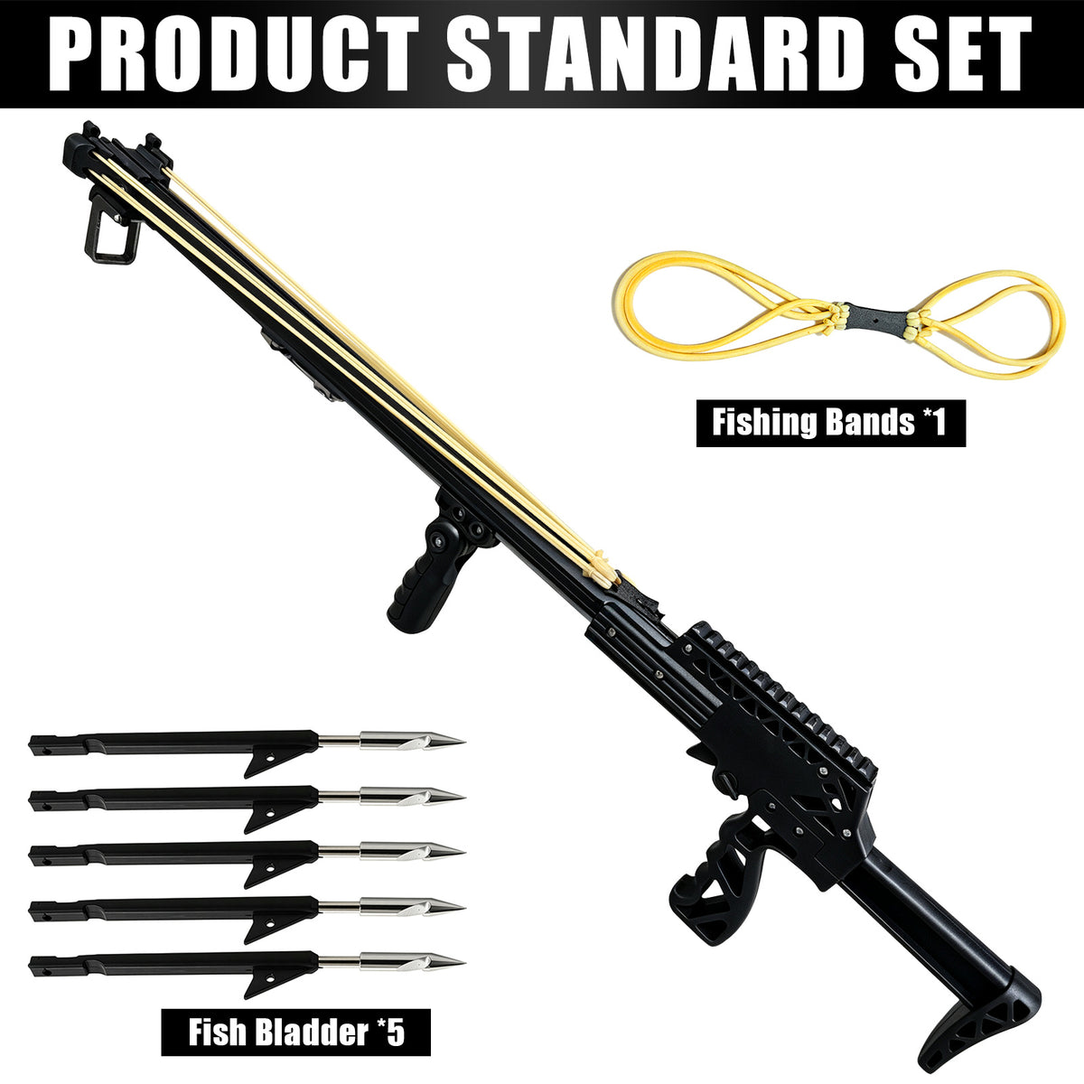 Upgraded Model Outdoor Fishing Slingshot, Heavy Duty Fish Rod Slingshot Gear, Max Performance Metal Slingshot, Safety Lock Trigger Automatic Slingshot, Essential for Outdoors Lakes,Rivers Fishing and Forest Shooting,Adult Slingshot with Rubber Bands