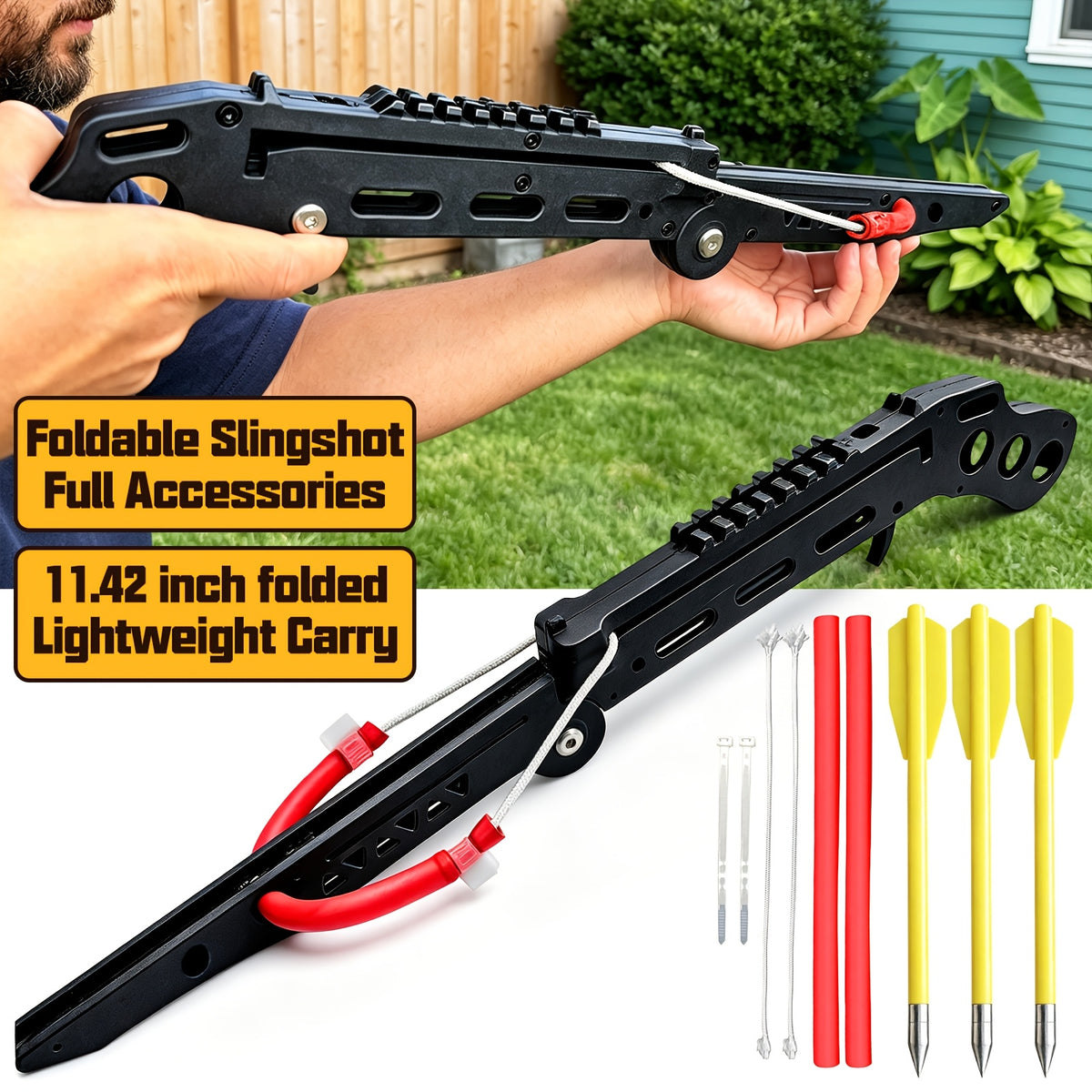 New Compound Bow, Folding High-Precision Slingshot, Portable Slingshot for Adults, Includes projectiles and arrows, Ideal for Outdoor Activities Backyard Use and Camping Target Practice Shooting