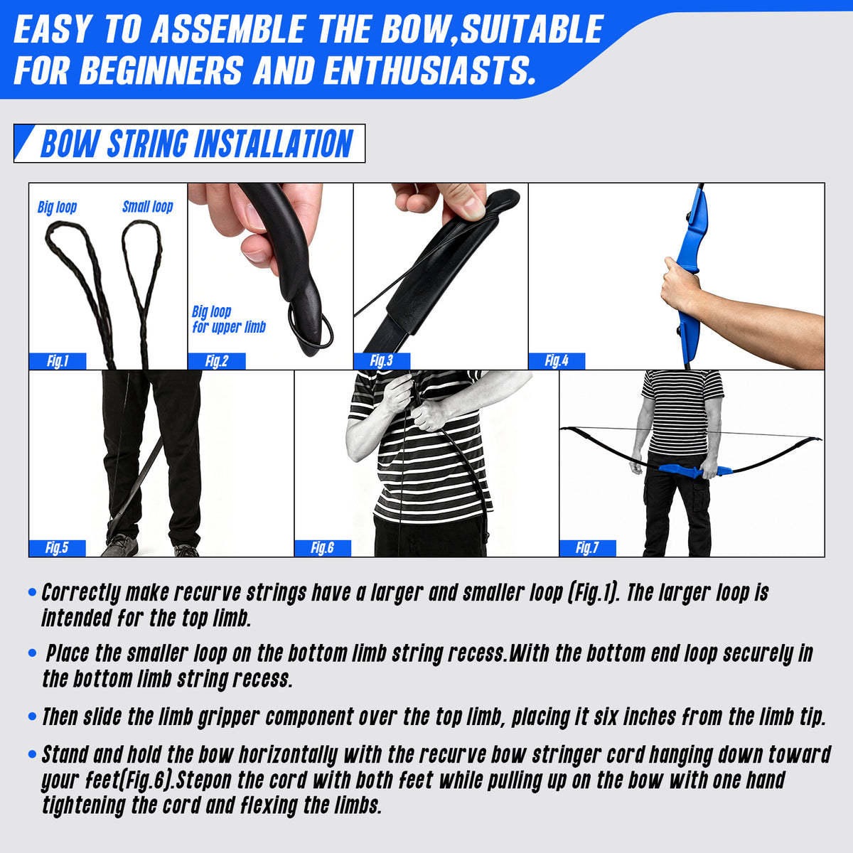 Archery Takedown Recurve Bow 53 inch for Adults,Beginners,Teenagers and Men-Right & Left Handed, Archery Set for Outdoor Target Training Practice,Beginner Recurve Bow, High Accuracy, Stability Performance (20/30/40lbs) Blue, Stylish