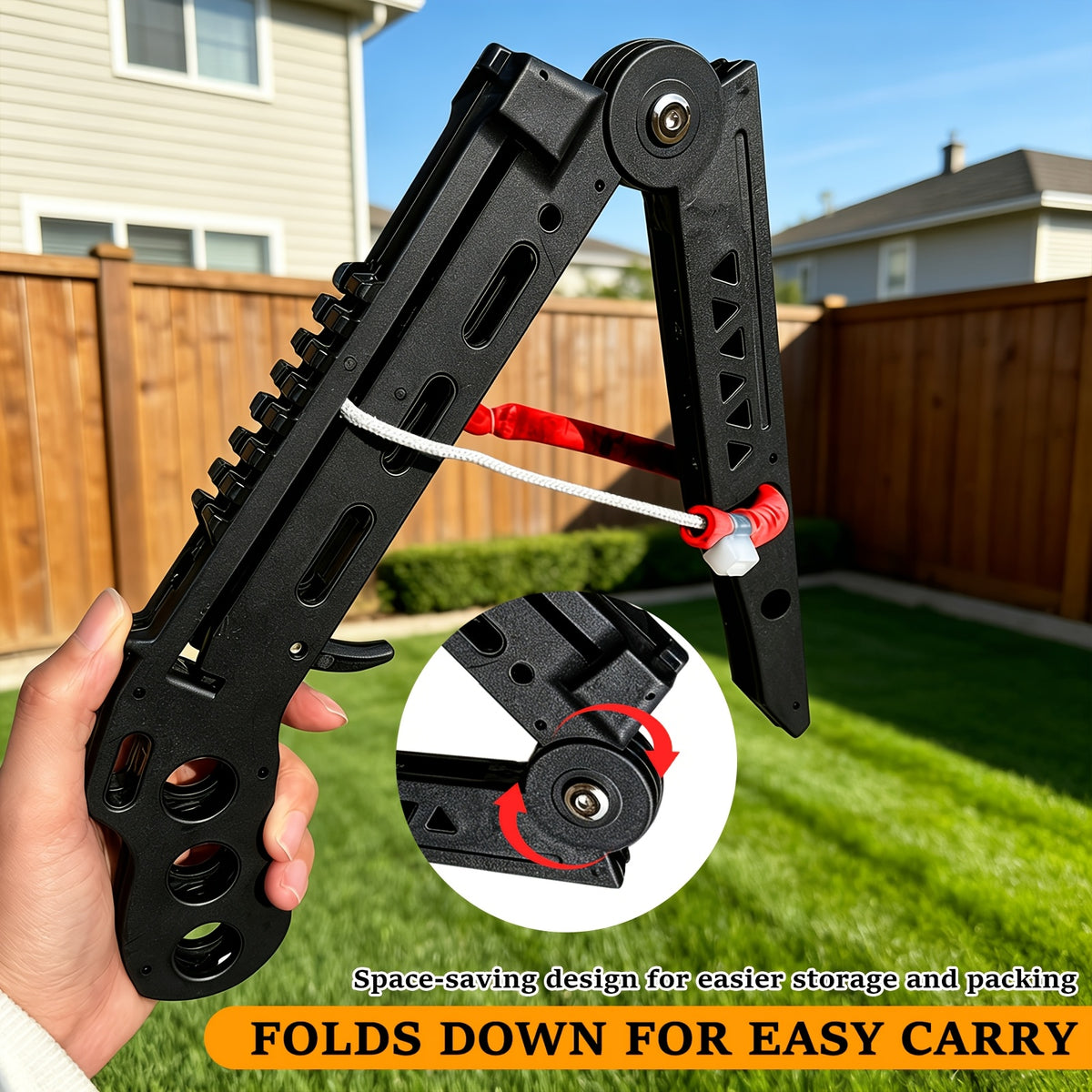 Folding Portable Slingshot, Outdoor Training Shooting Practice Compound Bow for Adults, Compact Foldable Design, Multi-Function Launcher with Ammo Balls and Training Arrow, Easy Carry for Camping Trips, Travel Packing and Backyard Weekend Use