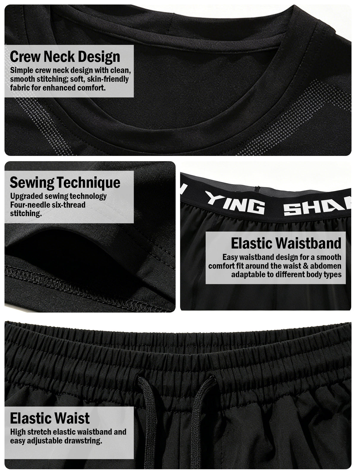 3 Pieces Men's Sports Set, Running Training Fitness,Quick Dry Workout Set with Athletic Fit Short Sleeve Performance Elastic Shirt and Elastic Waistband Long/Shorts, Lightweight Breathable Sportswear for Gym Basketball and Everyday Wear,Summer