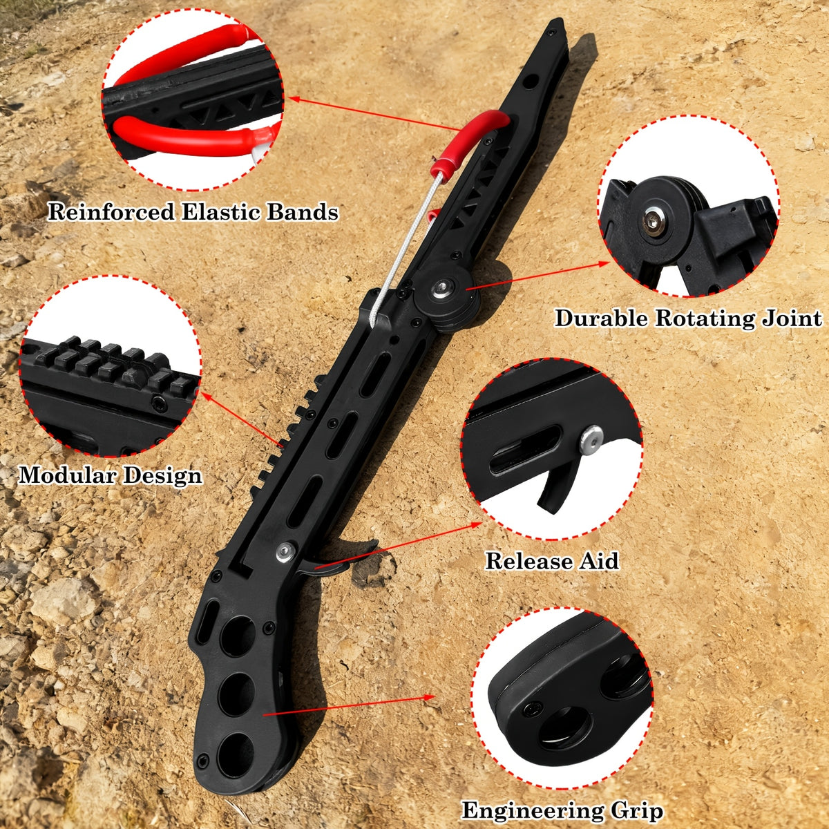 Folding Slingshot Set, Outdoor Shooting Practice Slingshots for Adults, New Type Bow, 19inch Length, 11.42inch Folded, Portable Target Practice Launcher with Steel Balls & Training Arrows, Easy Storage for Outdoor Backyard Target Shooting