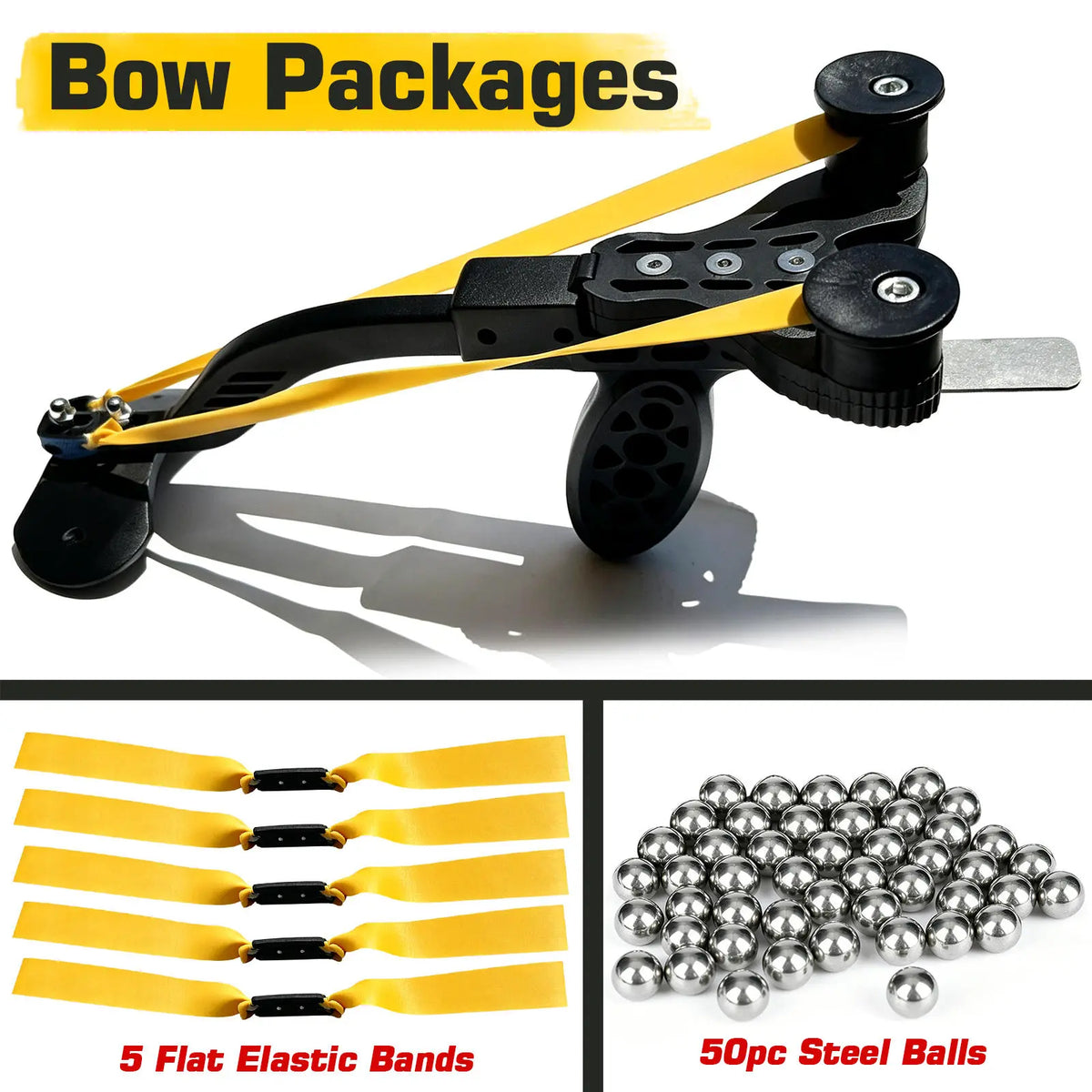 Portable Compound bow Adults Slingshot, Ultra Lightweight Fishing Slingshot with Arm Support Design, Adult Competition, Outdoor Shooting, Rapid-fire Steel Pellets Slingshot, 5pcs Replacement Bands, 50pcs Steel Balls, for Shooting, Fishing and Target