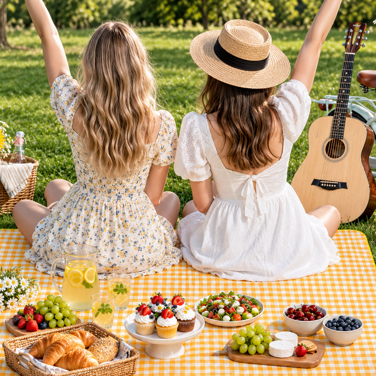 New Upgraded Picnic Blanket Outdoor Extra Large Picnic Mat 39.37"X59" Camping Blanket Beach Blanket, Thickened Checkered Non-Woven Fabric, Ultralight 1.25 lb with Handle Picnic Mat, for Outdoor Camping Hiking Travel Grass Park Music (100X150CM)