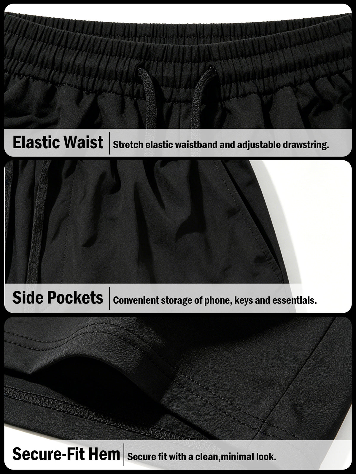 2-piece Men's Athletic Workout Set, Running, Gym Compression Gear, All-Season Wear, Breathable Quick Dry Compression Short Sleeve Training Shirt with Elastic Waistband Shorts, Activewear Outfit for Running Fitness Basketball Outdoor activities,Black