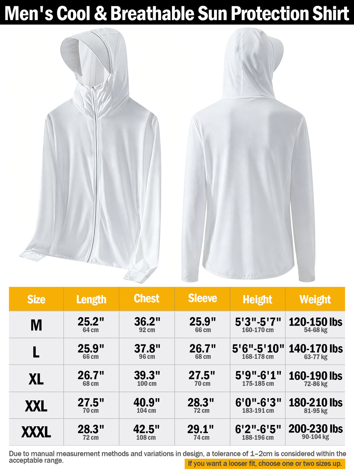 Men's UPF 50+ Cooling Ice Silk Shirt Outdoor Lightweight Full Zip Hoodie Jacket, Cooling Top Long Sleeve Moisture Wicking Hoodie, Lightweight and Breathable, Outdoor Fishing Hiking Performance Shirt Tops for Summer