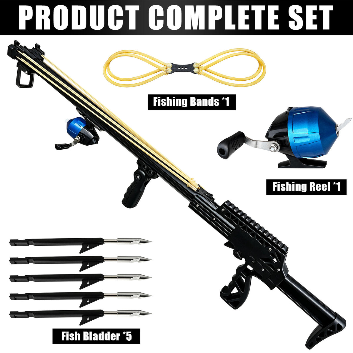 New Upgraded Outdoor Fishing Slingshot, Heavy Duty Fish Rod Slingshot Gear, Max Performance Metal Slingshot, Safety Lock Trigger Automatic Slingshot, Essential for Outdoors Lakes,Rivers Fishing and Forest Shooting,Adult Slingshot with Rubber Bands
