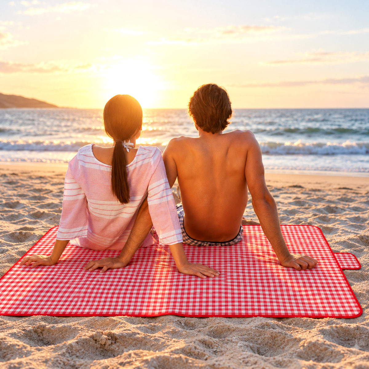 New Upgraded Picnic Blanket Outdoor Extra Large Picnic Mat 39.37"X59" Camping Blanket Beach Blanket, Thickened Checkered Non-Woven Fabric, Ultralight 1.25 lb with Handle Picnic Mat, for Outdoor Camping Hiking Travel Grass Park Music (100X150CM)