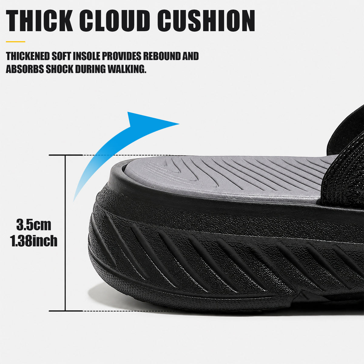 Men Summer Casual Flip-Flops, Beach Walking Thong Cushion Thong Sandals with Comfortable Arch Support Yoga Mat Beach Shoes, Durable Thick-Soled, Non-Slip, Soft-Soled Outdoor Sandals for Men, Black