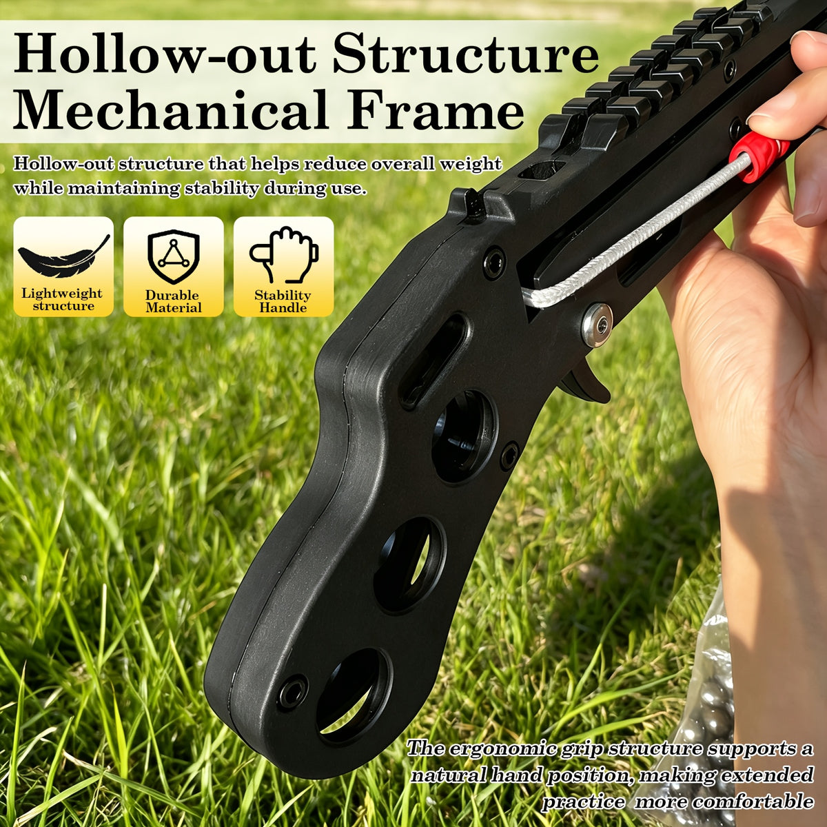 Folding Slingshot Set, Outdoor Shooting Practice Slingshots for Adults, New Type Bow, 19inch Length, 11.42inch Folded, Portable Target Practice Launcher with Steel Balls & Training Arrows, Easy Storage for Outdoor Backyard Target Shooting