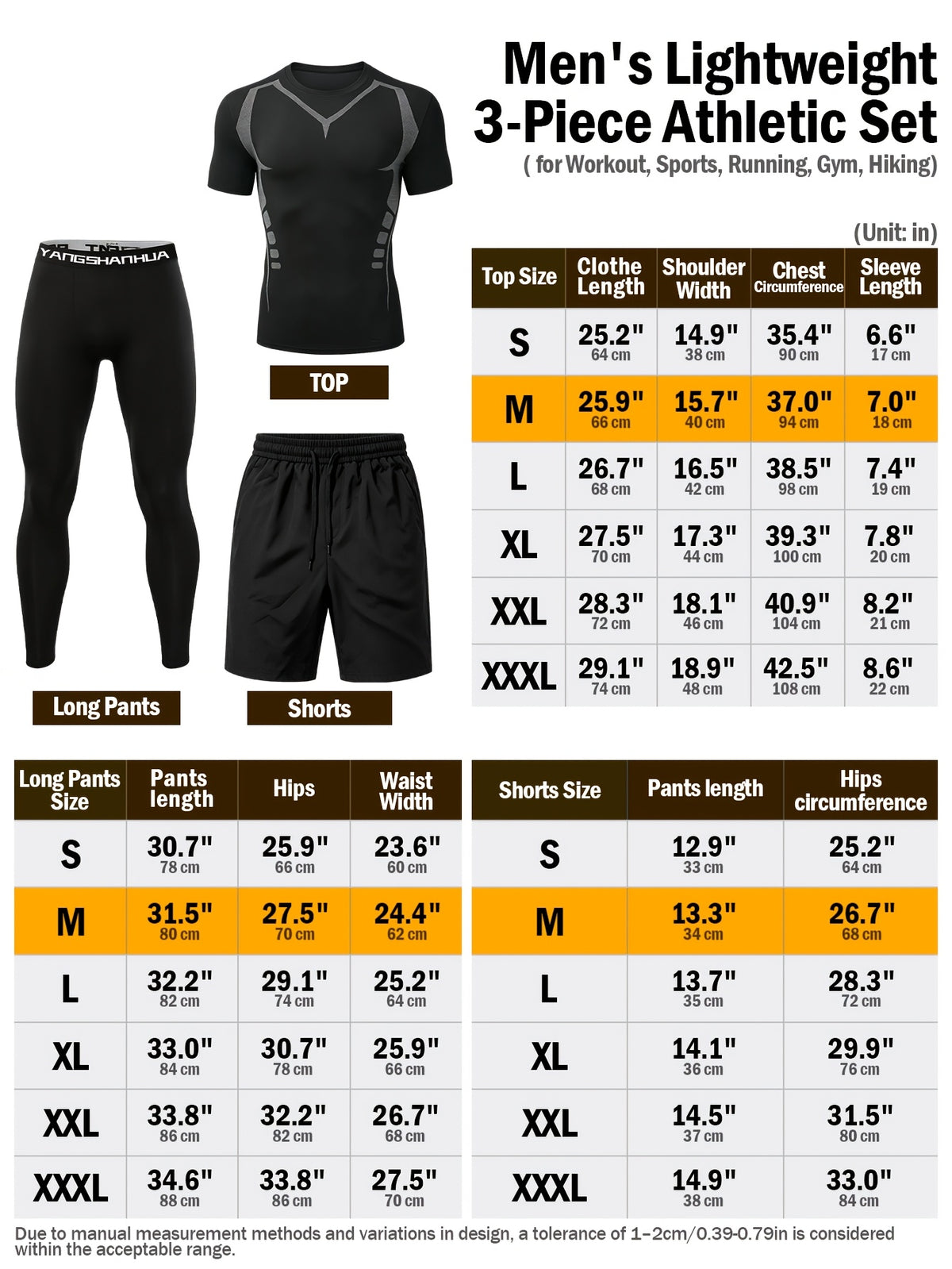3 Pieces Men's Sports Set, Running Training Fitness,Quick Dry Workout Set with Athletic Fit Short Sleeve Performance Elastic Shirt and Elastic Waistband Long/Shorts, Lightweight Breathable Sportswear for Gym Basketball and Everyday Wear,Summer
