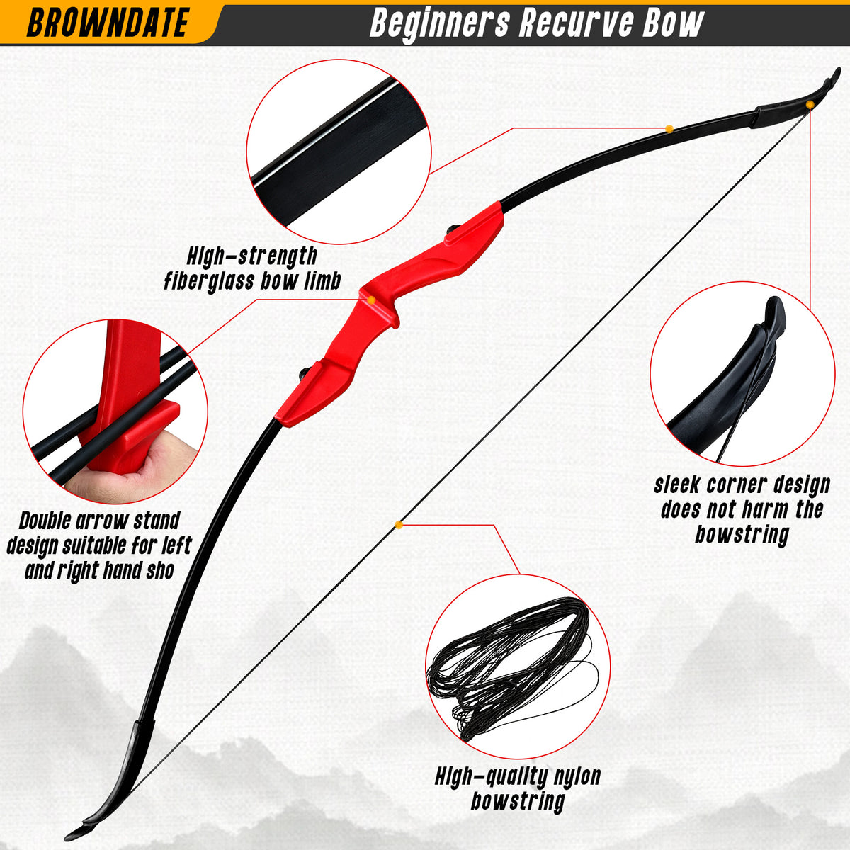 Archery  Recurve Bow 53" Standard Set for Adults 20 30 40lb, Takedown Archery Kit for Beginners Right & Left Handed Outdoor Target Practice & Training, Adult Beginners to Advanced Outdoor Target Practice, Smooth Shooting Performance, High Accuracy